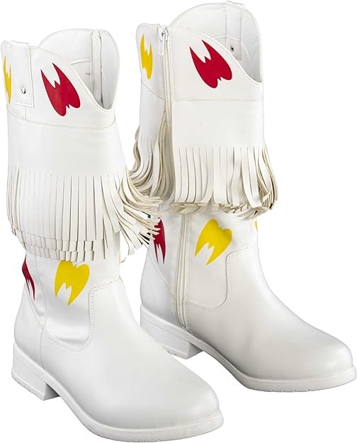 Ultimate Wrestler Warrior White Replica Halloween Cosplay Costume Boots - TVStoreOnline