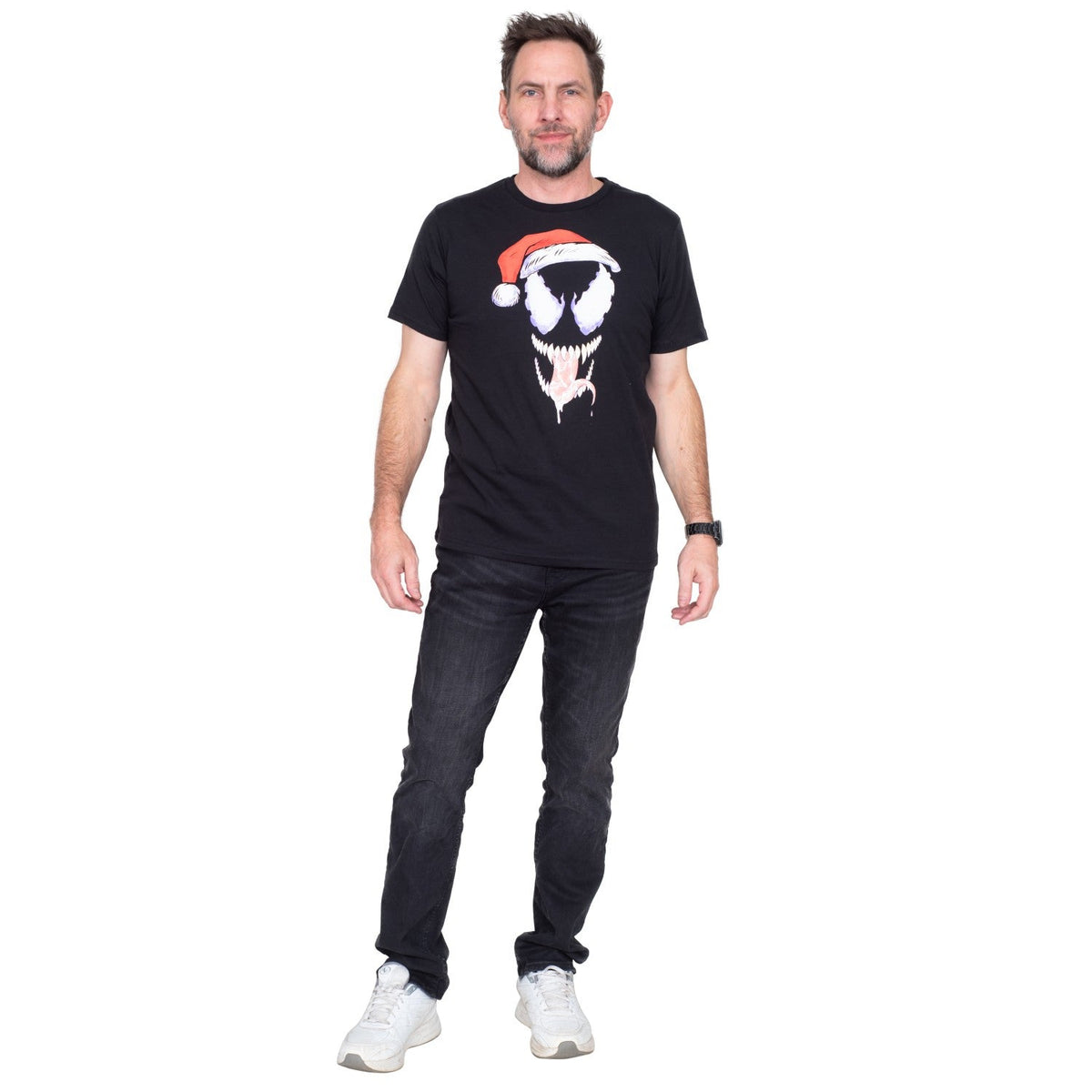 Venom Santa Hat Adult Unisex Short Sleeve Black T-Shirt - TVStoreOnline