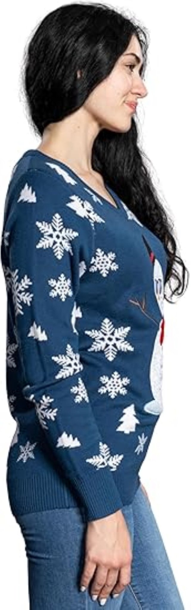 Women’s Flashy Sequin Funny Snowman Ugly Christmas Sweater - TVStoreOnline