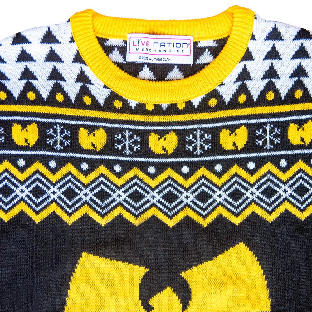 Wu Tang Clan Logo Snowflakes Yellow Black White Ugly Christmas Sweater - TVStoreOnline
