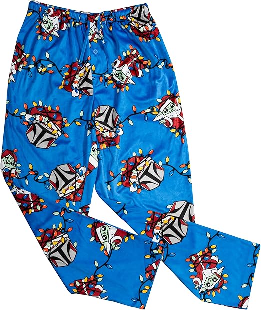 Yoda Grogu Lights Adult Unisex Blue Pajama Lounge Pants - TVStoreOnline