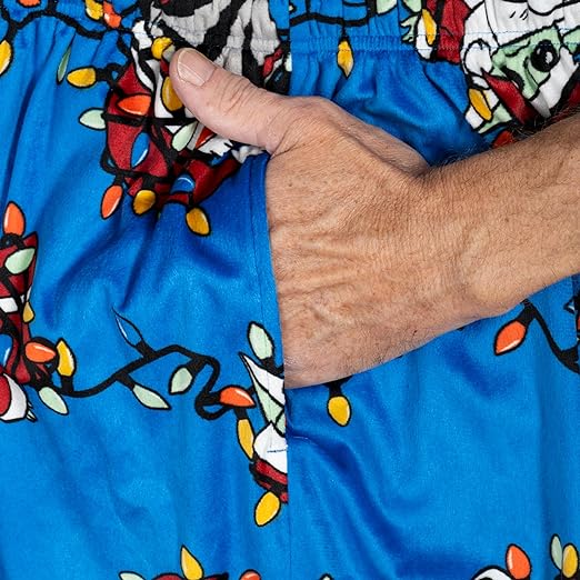 Yoda Grogu Lights Adult Unisex Blue Pajama Lounge Pants - TVStoreOnline