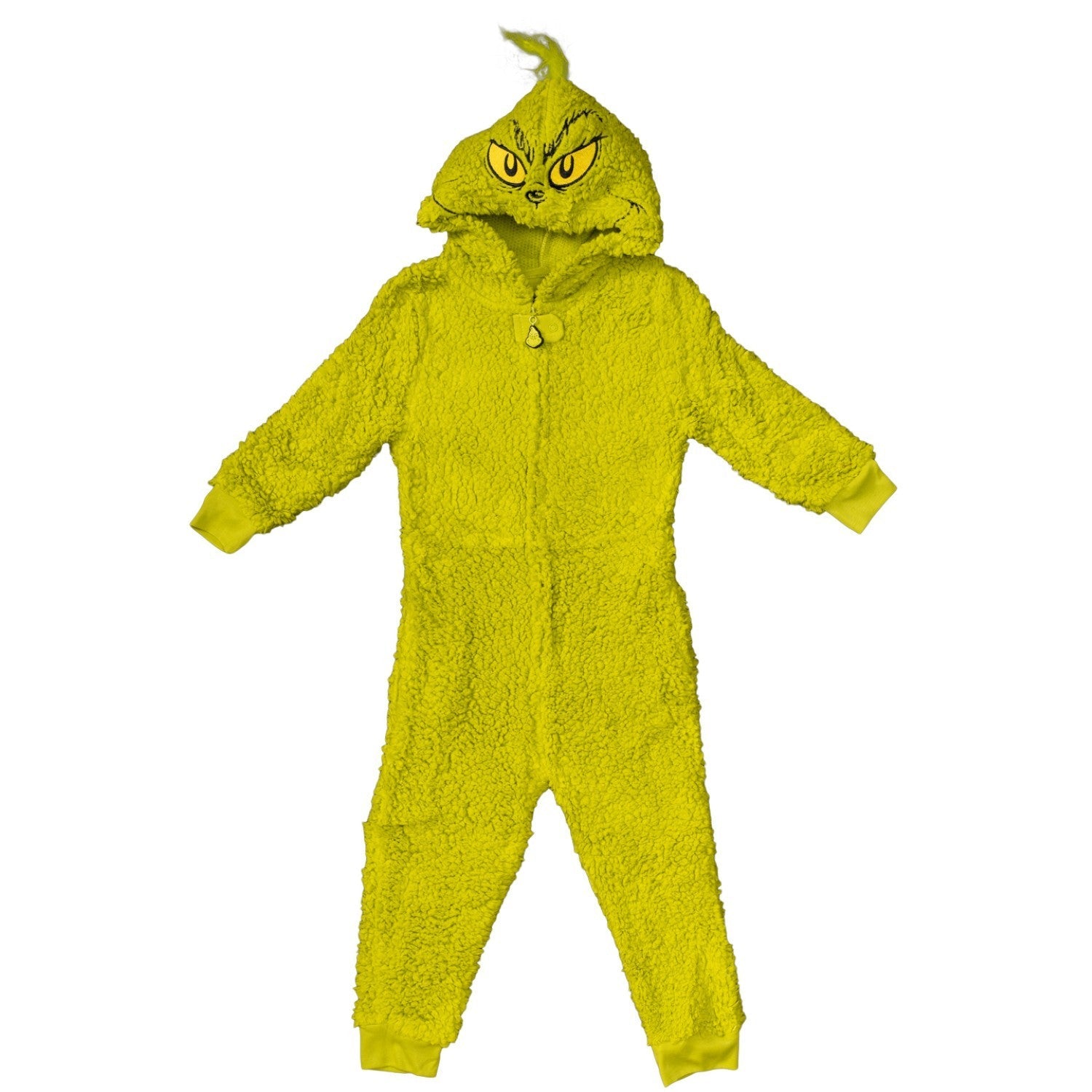 Youth Kids Toddler Grinch Sherpa Union Suit Pajamas Halloween Cosplay Costume - TVStoreOnline