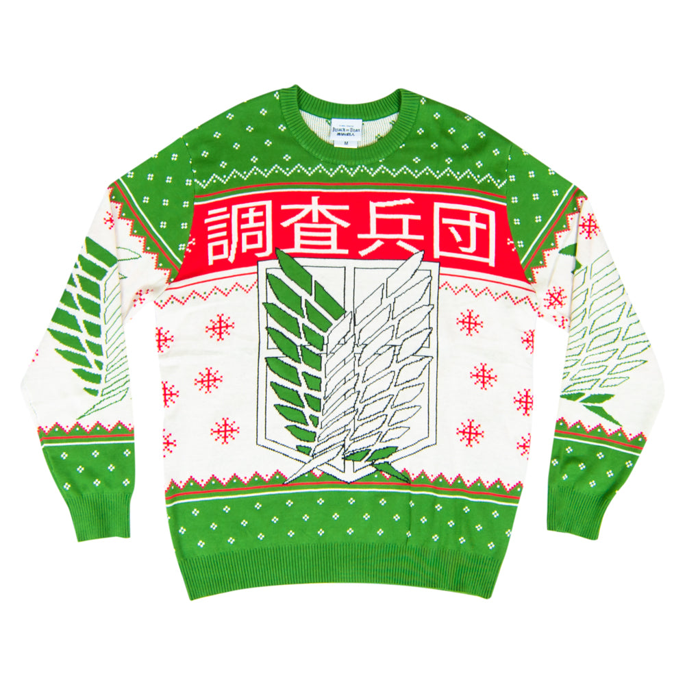 Attack on Titan 4 Kanji and Swords Ugly Christmas Sweater