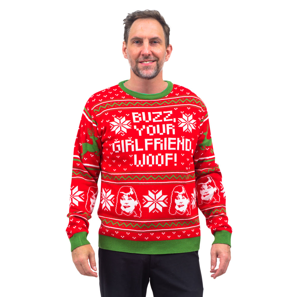 Buzz Your Girlfriend Woof Sweater Red