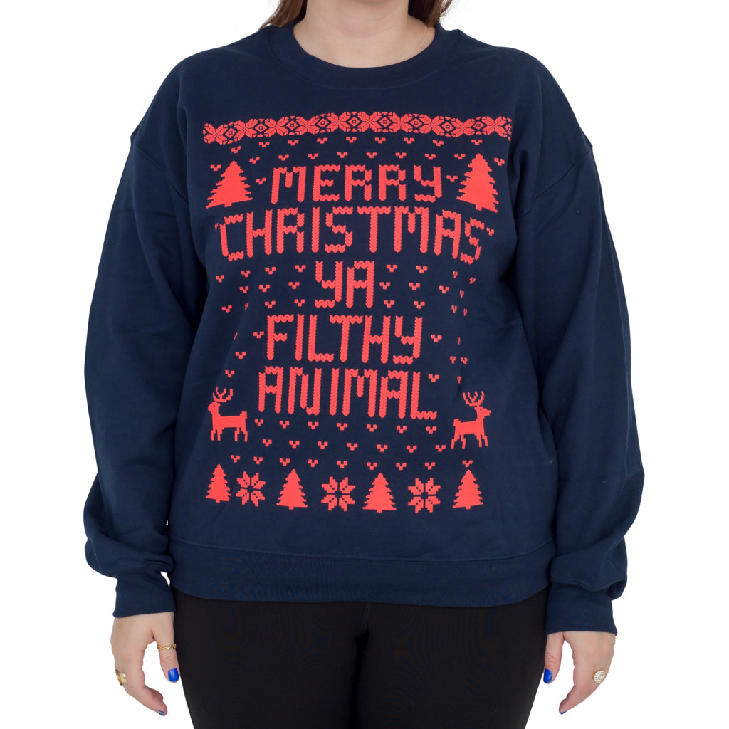 Home Alone Merry Christmas Ya Filthy Animal Navy Sweater