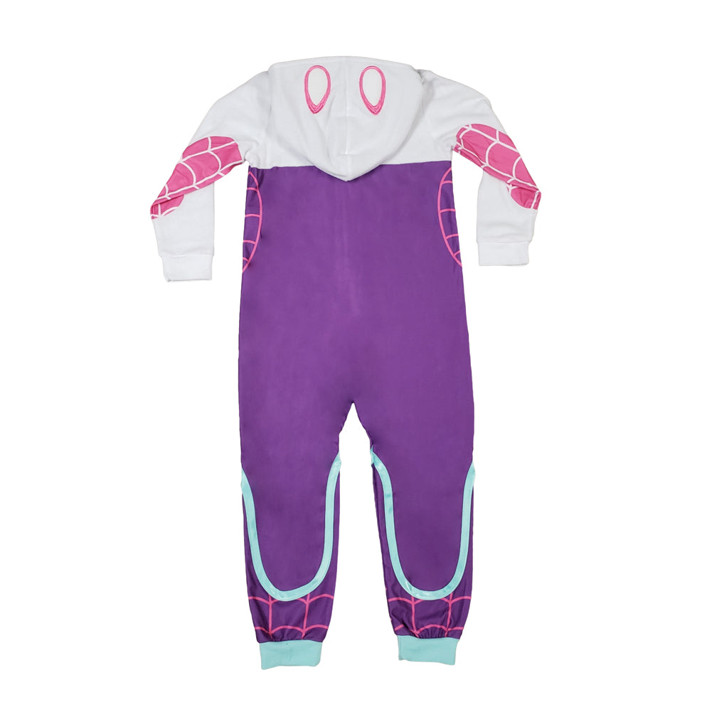 Spider Purple Pink Superhero Ghost Pajama Zip Up Jumpsuit with Hood