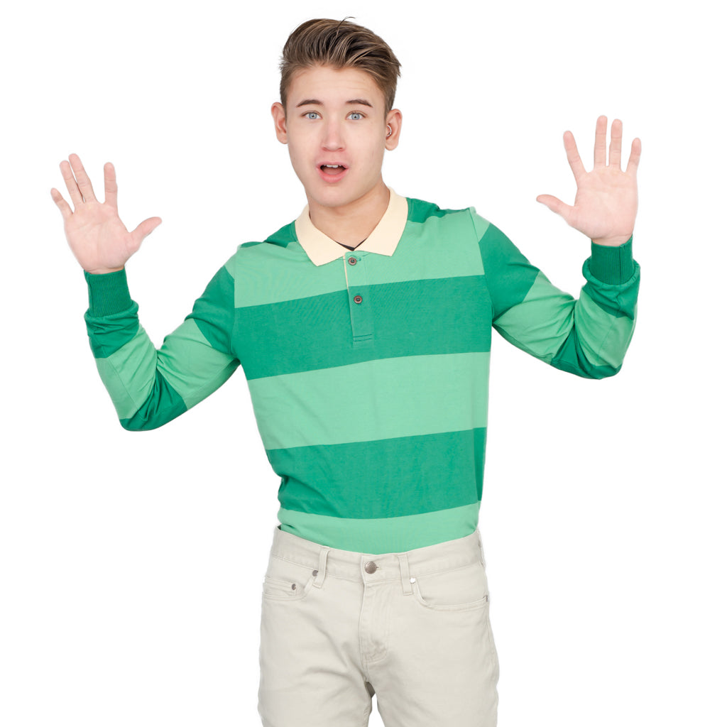 Blue and Detective Halloween Costume Green Striped Shirt