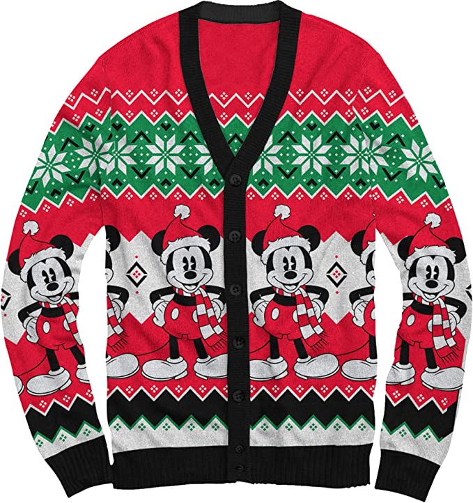 Mickey Mouse Santa Hat Cardigan Ugly Christmas Sweater
