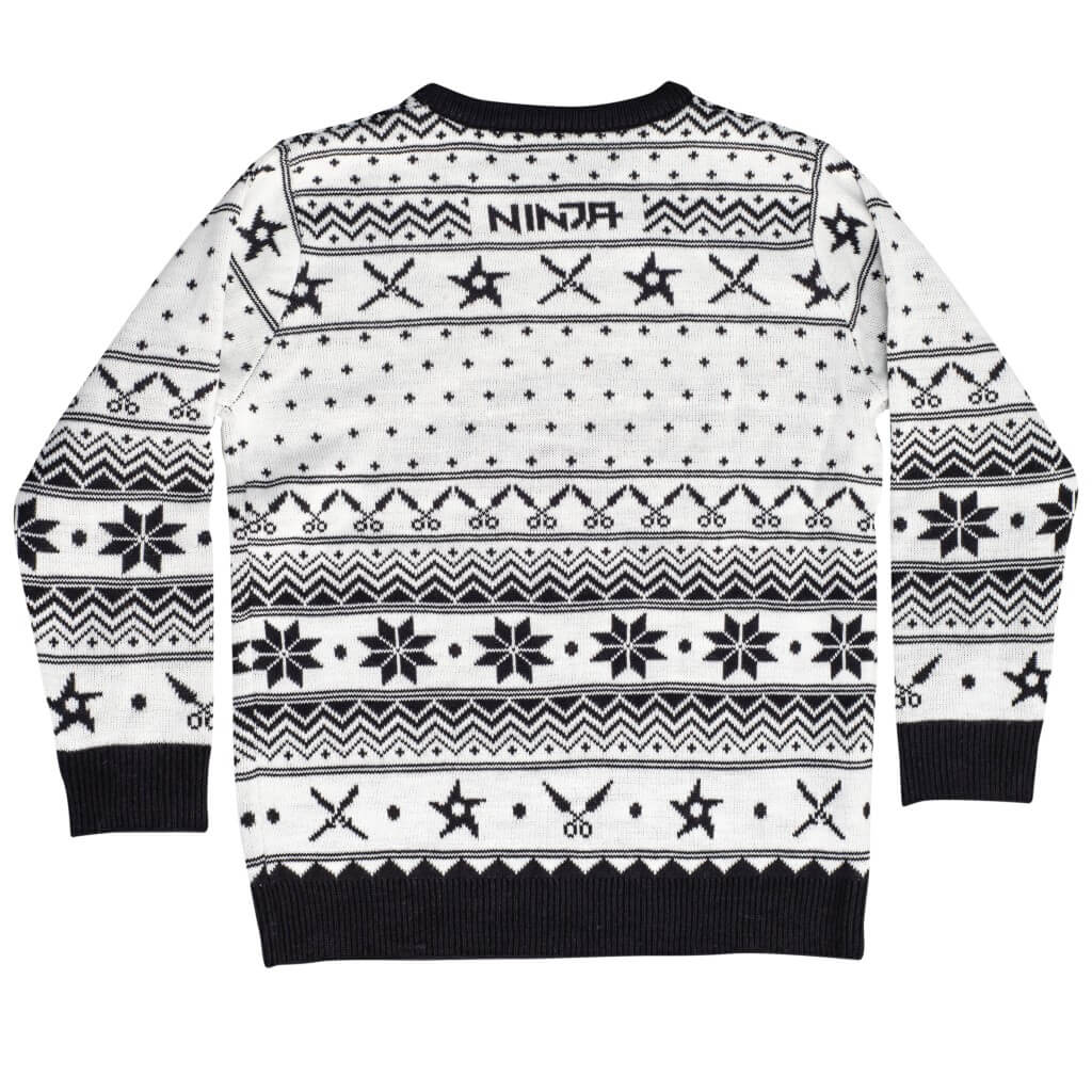 Ninja Black and White Christmas Pattern Ugly Sweater 3