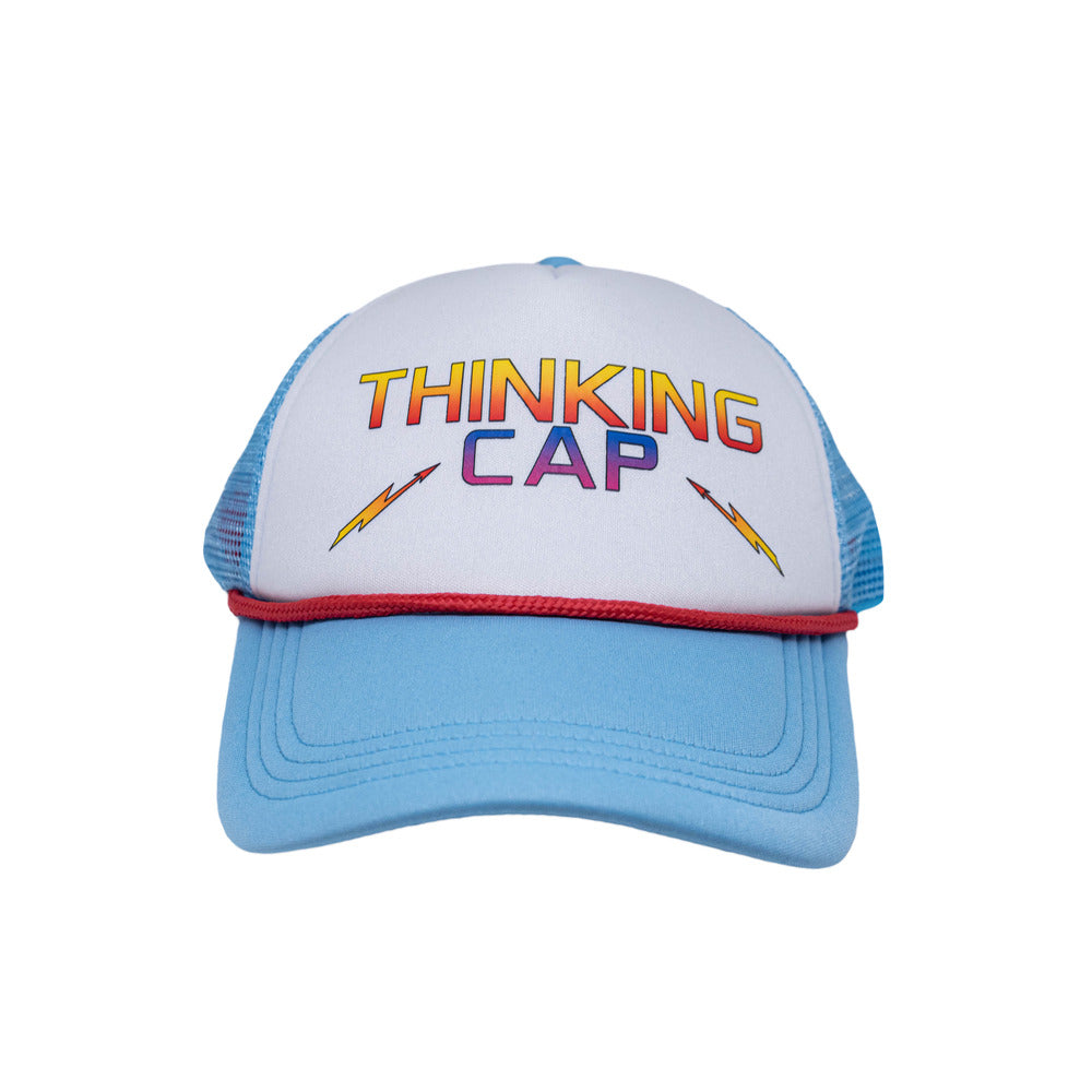 Thinking Cap Bolts Light Blue and White Trucker Hat