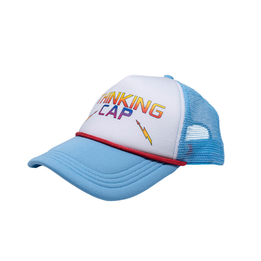 Thinking Cap Bolts Light Blue and White Trucker Hat