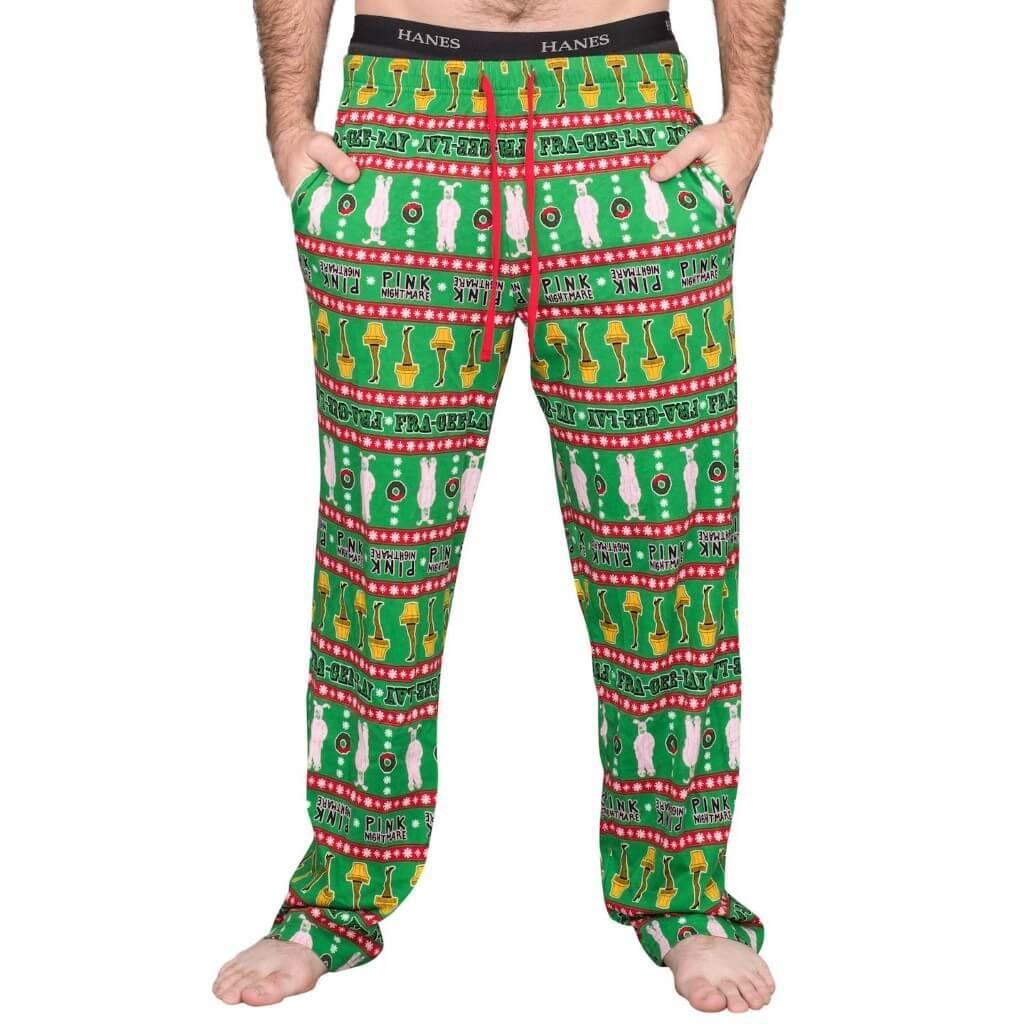 A Christmas Story Major Award Leg Lamp Adult Unisex Pajama Green Pants Loungewear - TVStoreOnline