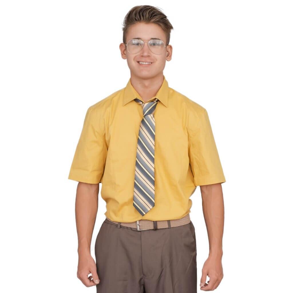 Adult Halloween Costume Office Schrute Short Sleeve T-Shirt and Tie-tvso