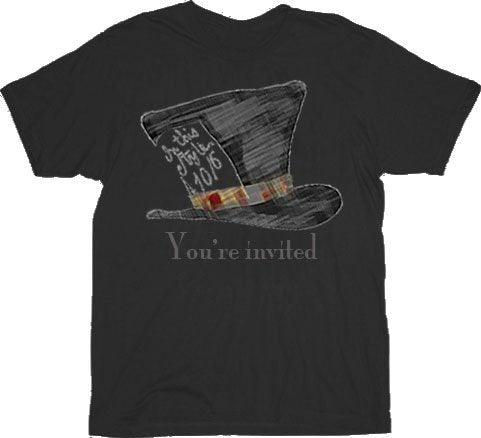 Alice in Wonderland Mad Hatter You're Invited T-shirt-tvso