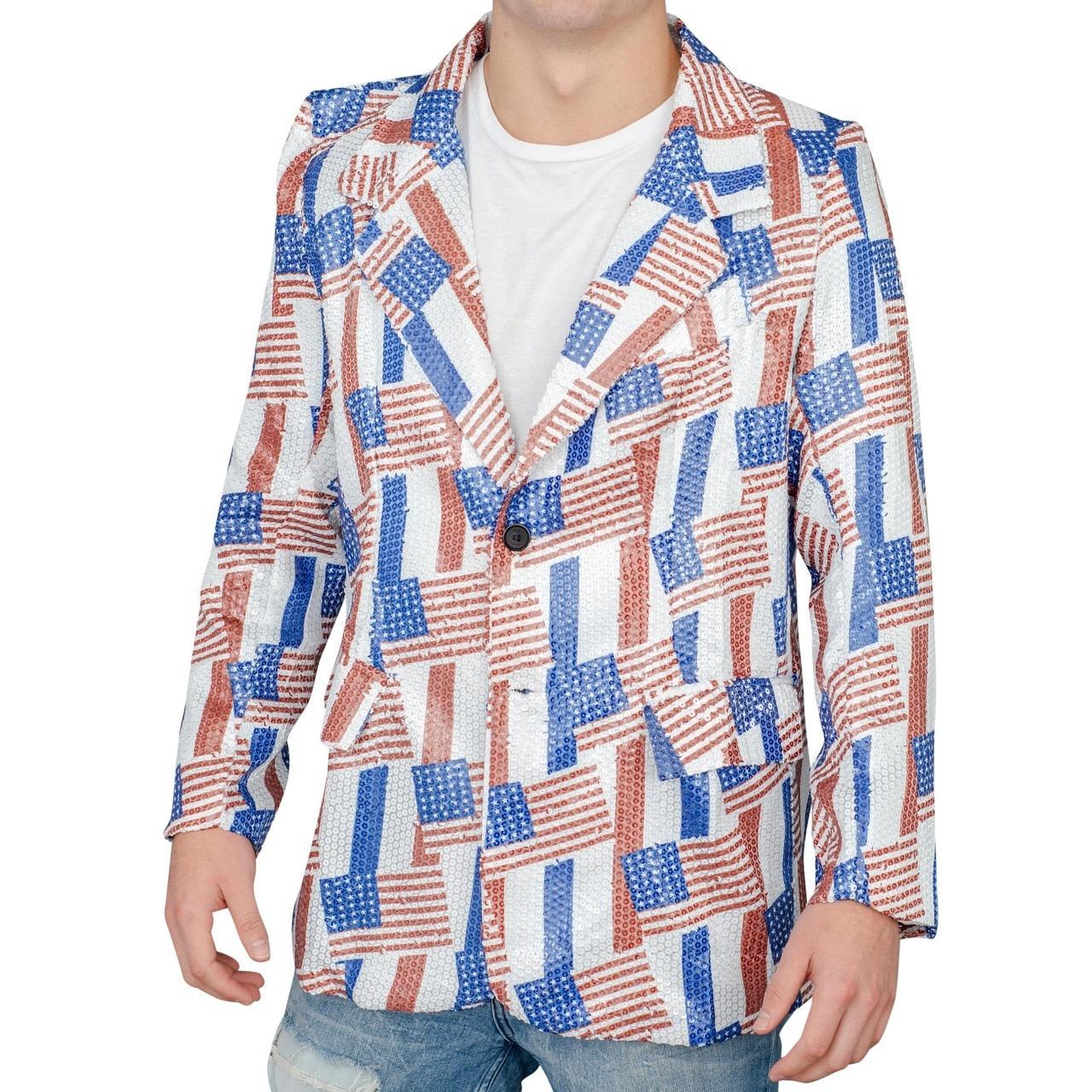American Flag Sequin Jacket Blazer-tvso