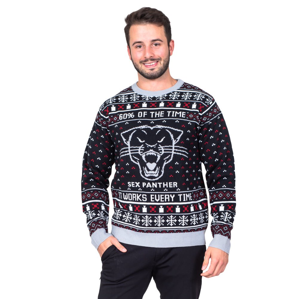 Anchorman Movie Panther Black Ugly Christmas Sweater - TVStoreOnline