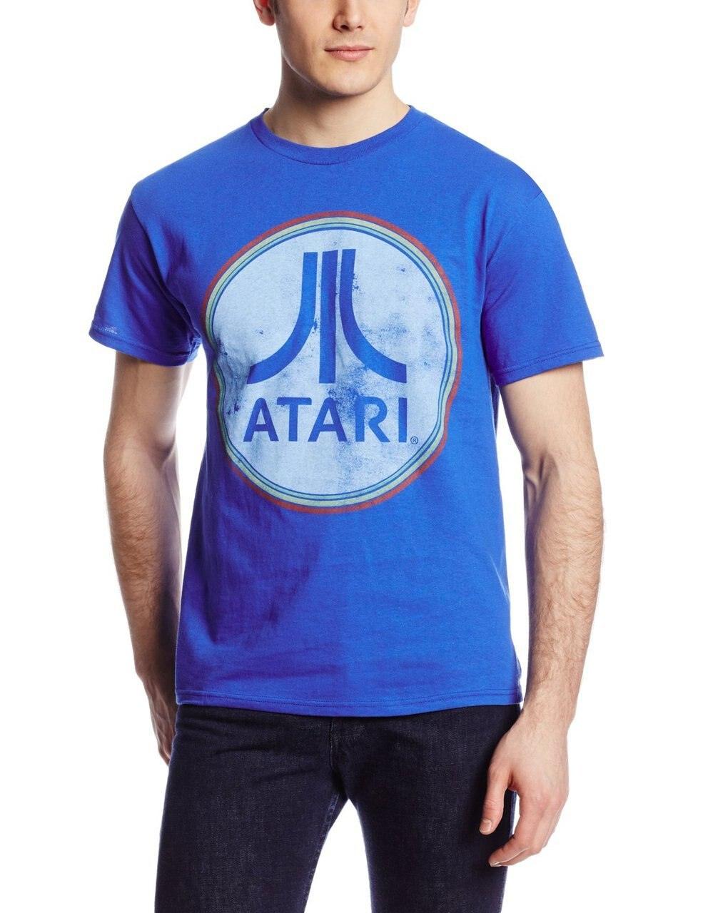 Atari Faded Logo Adult Royal Blue T-shirt-tvso