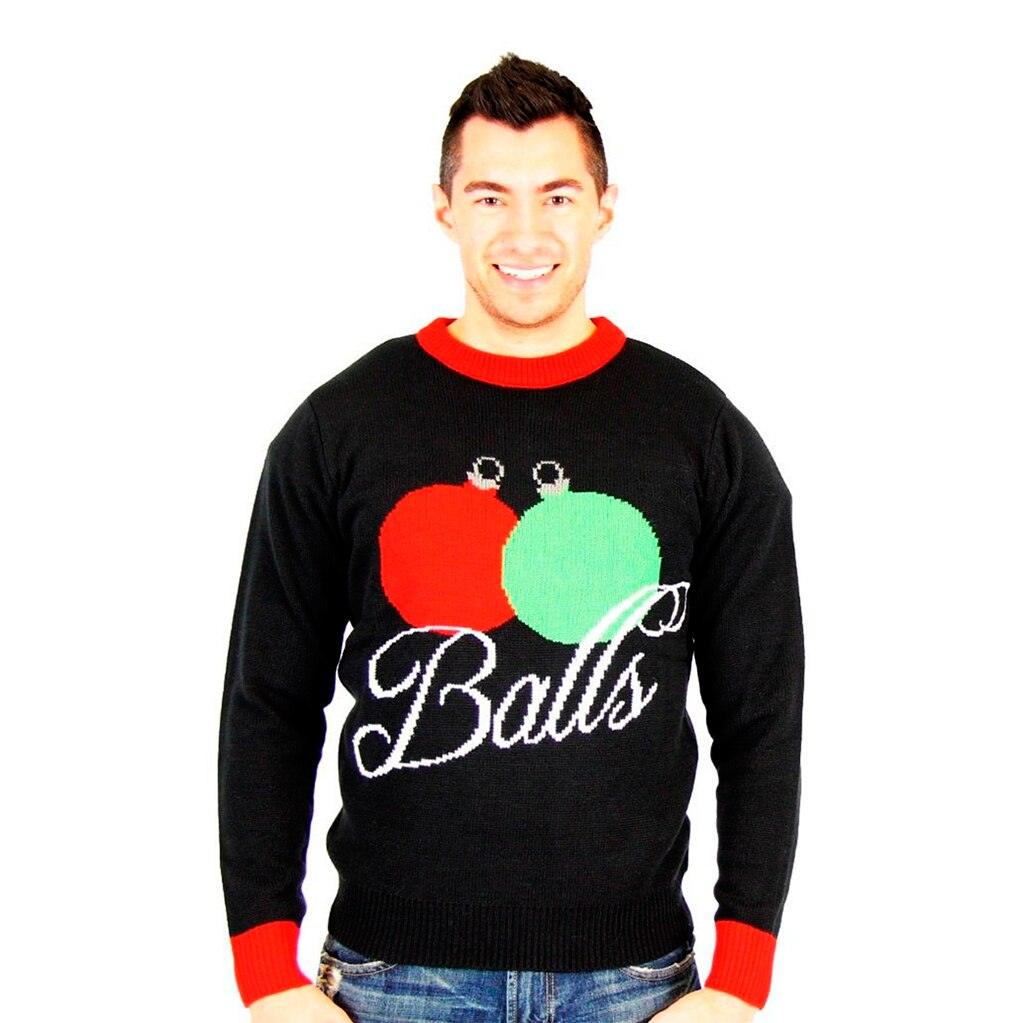 Balls Holiday Ornaments Tacky Ugly Christmas Xmas Sweater-tvso