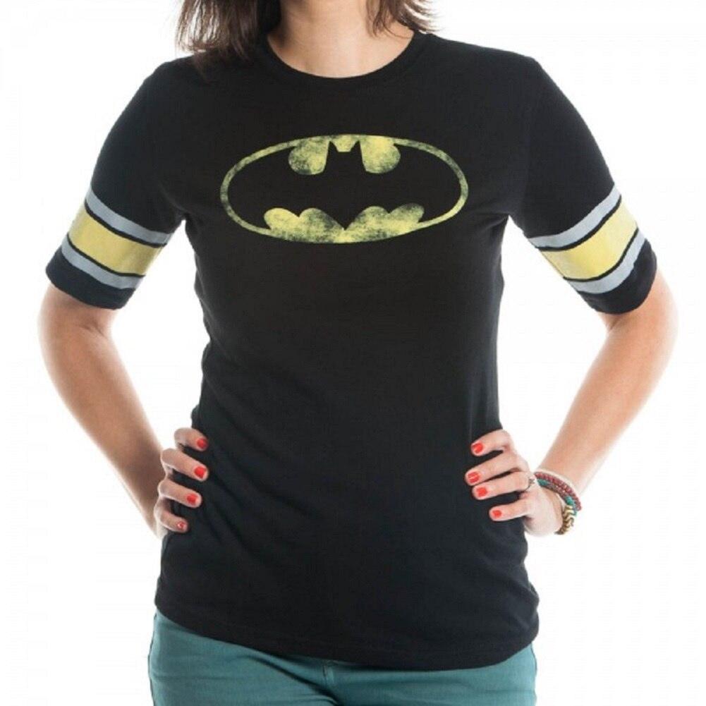 Batman Distressed Logo Raglan Hockey T-Shirt-tvso