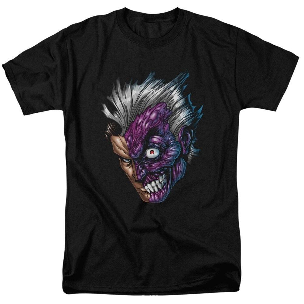 Batman Two-Face 2-Face Just Face Black Adult T-shirt Tee-tvso