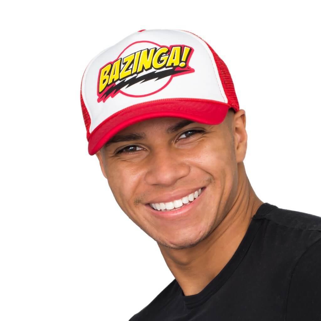 Bazinga! White and Red Adjustable Adult Basball Cap Hat-tvso
