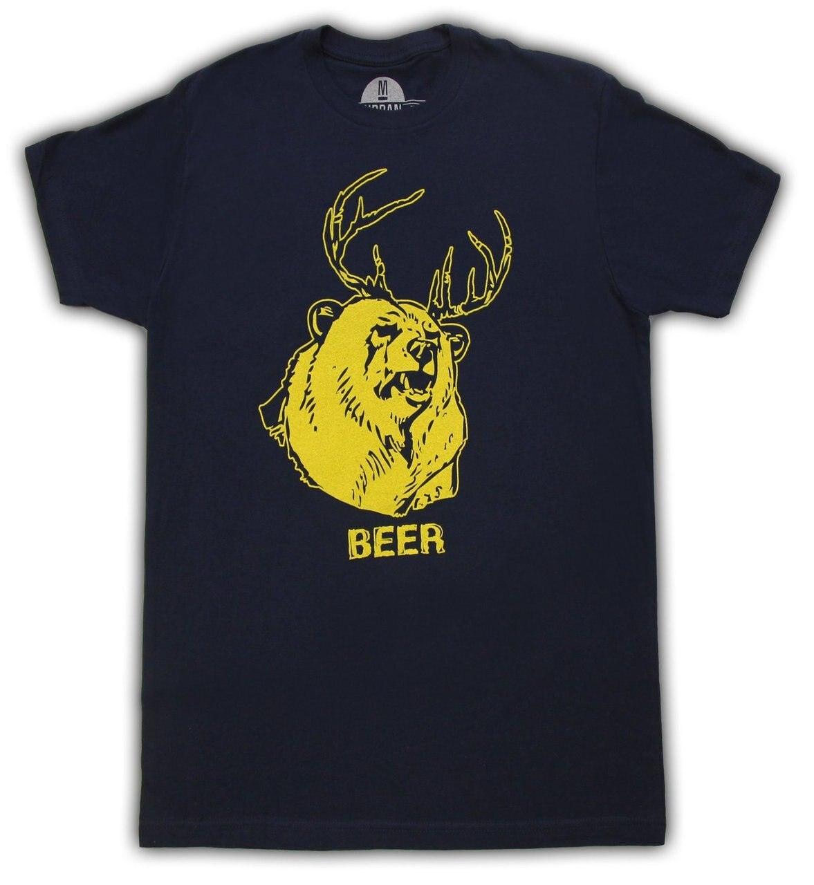 Beer Bear+Deer Mac Navy Adult T-shirt-tvso