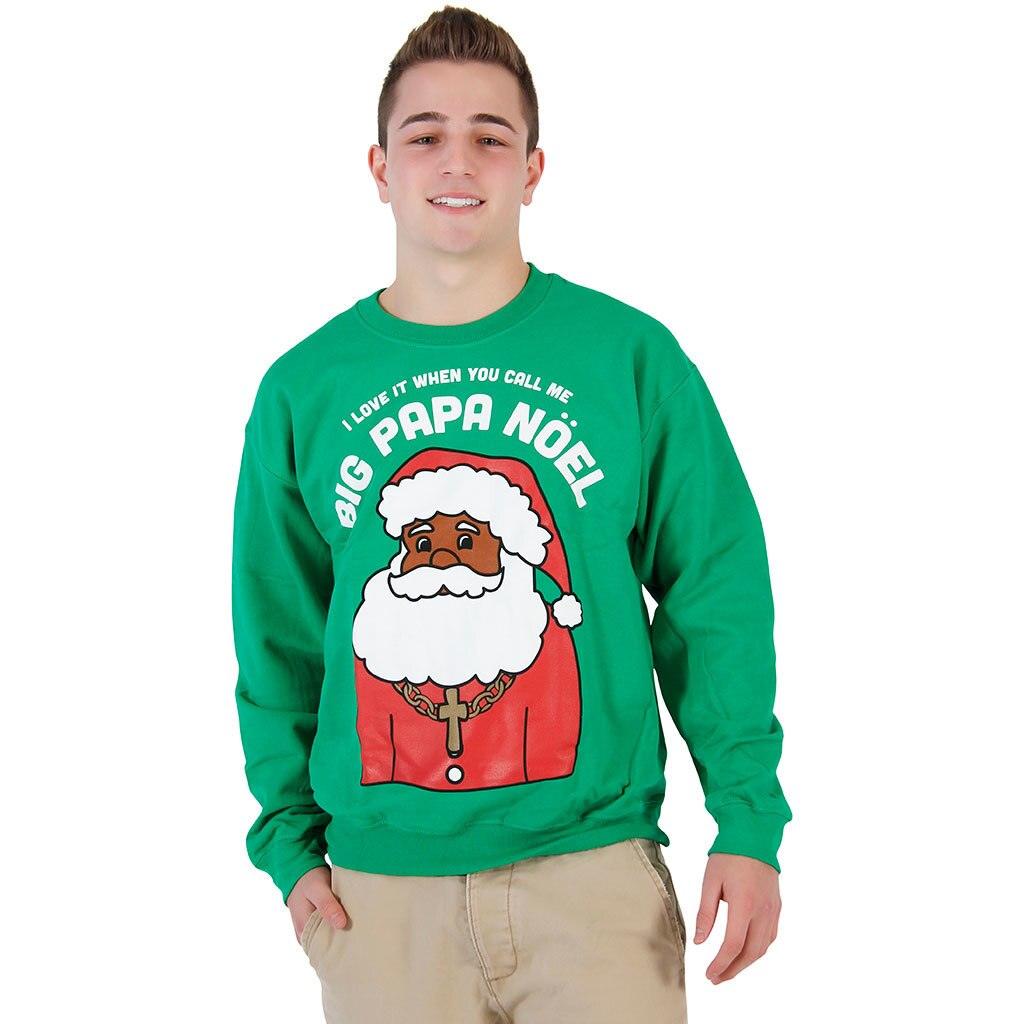 Big Papa Noel Fleece Ugly Christmas Xmas Sweater Sweatshirt-tvso