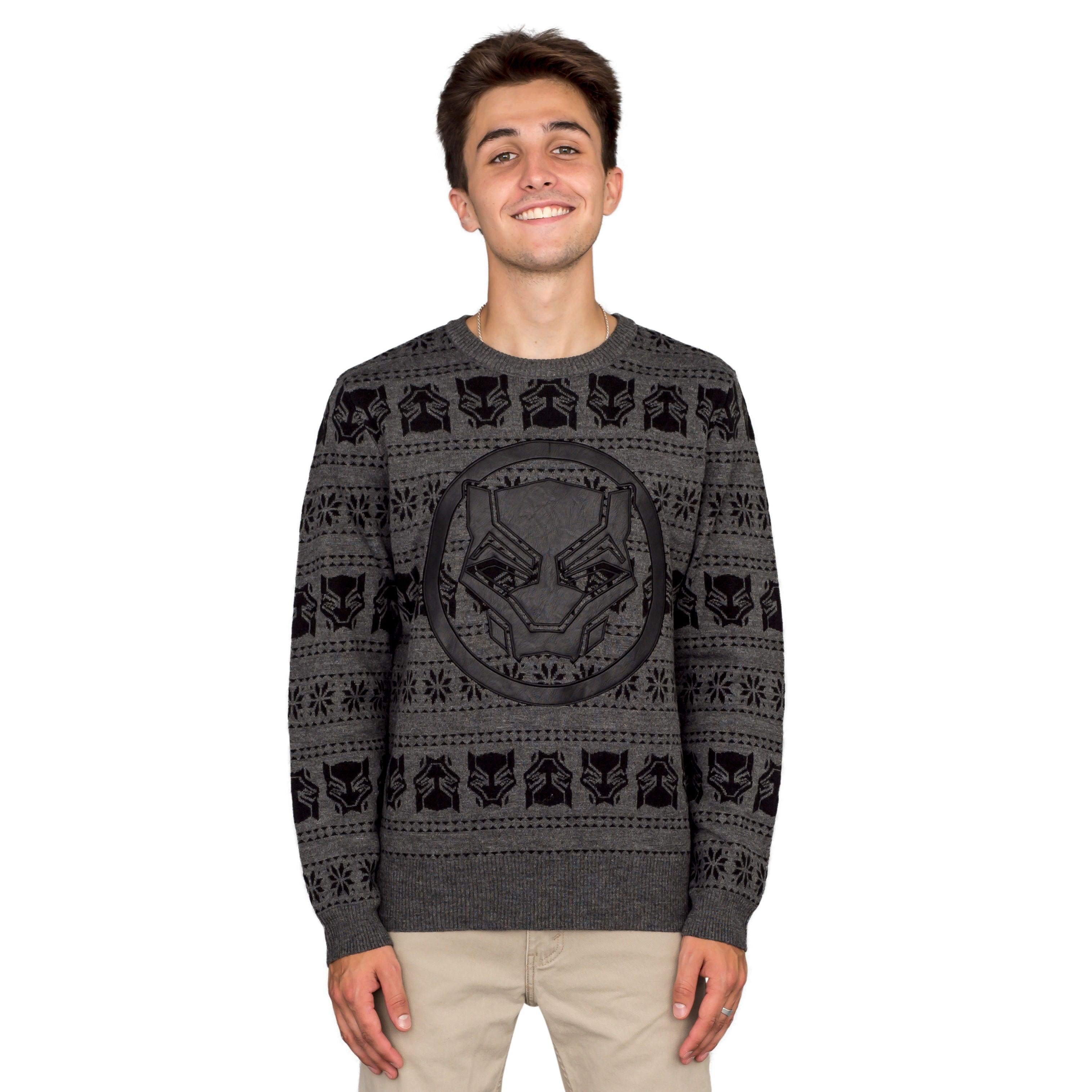 Black Panther Logo Adult Ugly Christmas Sweater - TVStoreOnline