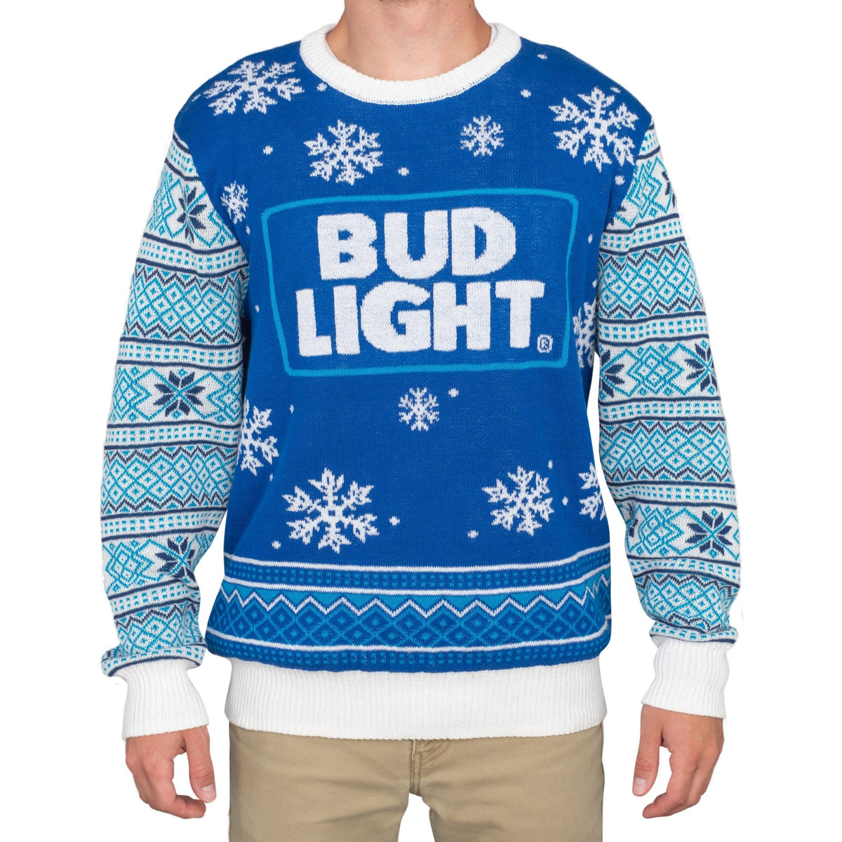 Bud Light Logo Adult Unisex Ugly Christmas Sweater - TVStoreOnline