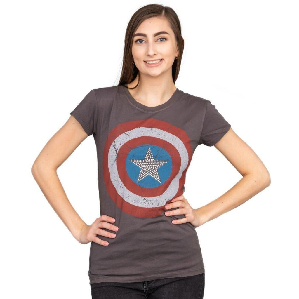 Captain America Studded Star Juniors T-shirt-tvso