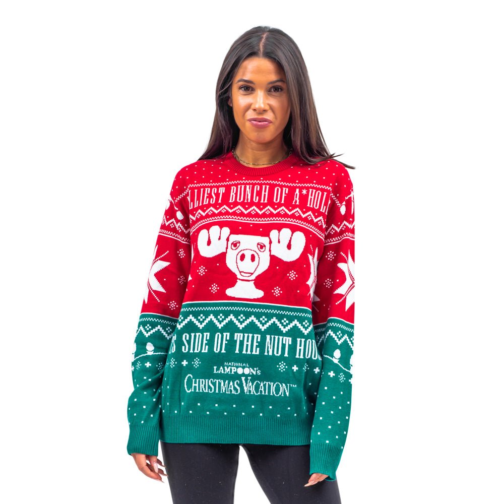 Christmas Vacation Jolliest Bunch of A*Holes Red and Green Ugly Christmas Sweater - TVStoreOnline