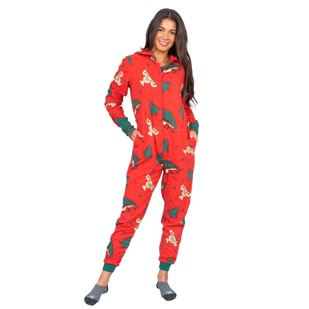 Christmas Vacation Moose Mug Full Pajama Jumpsuit - TVStoreOnline