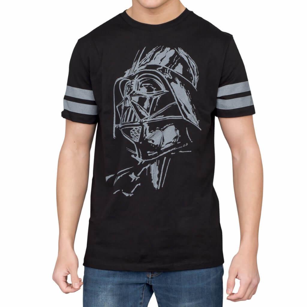 Darth Vader Striped Sleeves T-Shirt-tvso