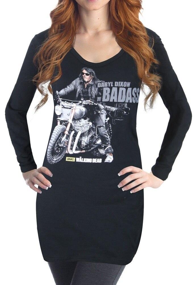 Daryl Dixon Badass Long Sleeve Cover-Up T-shirt-tvso