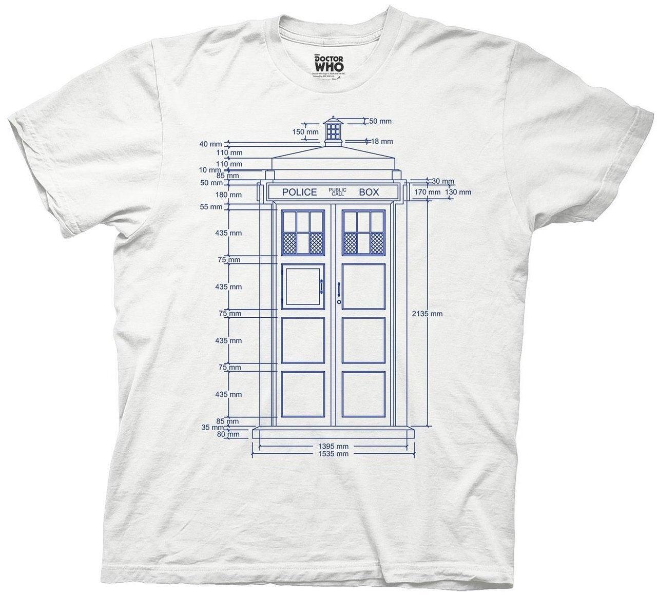 Doctor Who Police Box Tardis Blueprint T-shirt-tvso