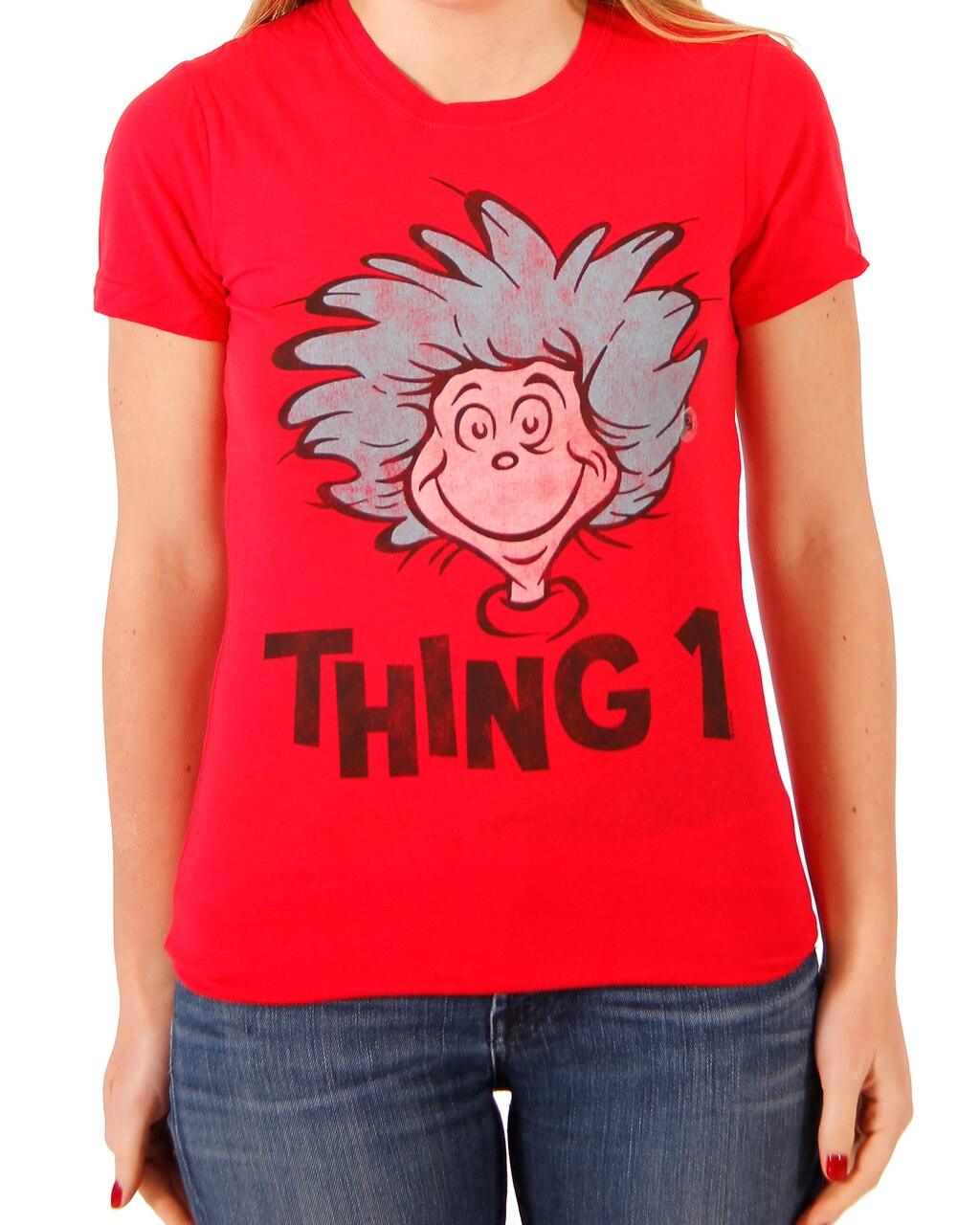 Dr. Seuss Thing 1 or Thing 2 Face Red T-shirt-tvso
