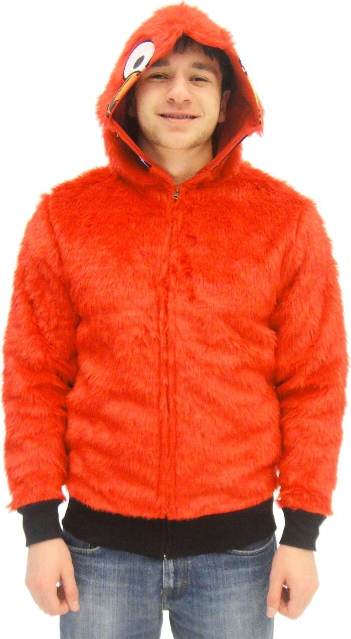 Elmo Red Faux Fur Full Zip Hoodie Jacket-tvso