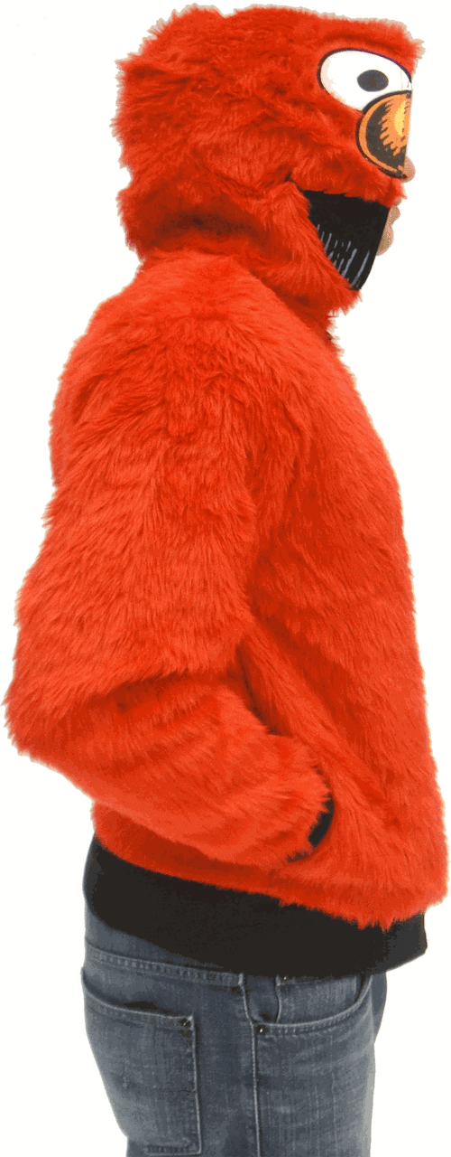 Elmo Red Faux Fur Full Zip Hoodie Jacket