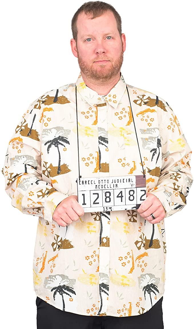 Escobar Shirt and Mugshot Replica Halloween Cosplay Costume Long-Sleeve Shirt - TVStoreOnline