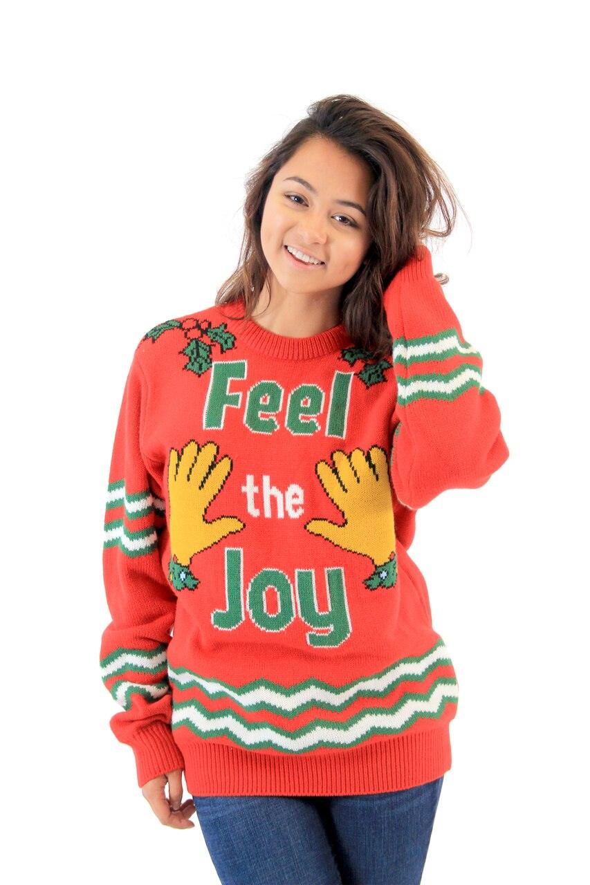 Feel The Joy Groping Hands Ugly Christmas Sweater-tvso