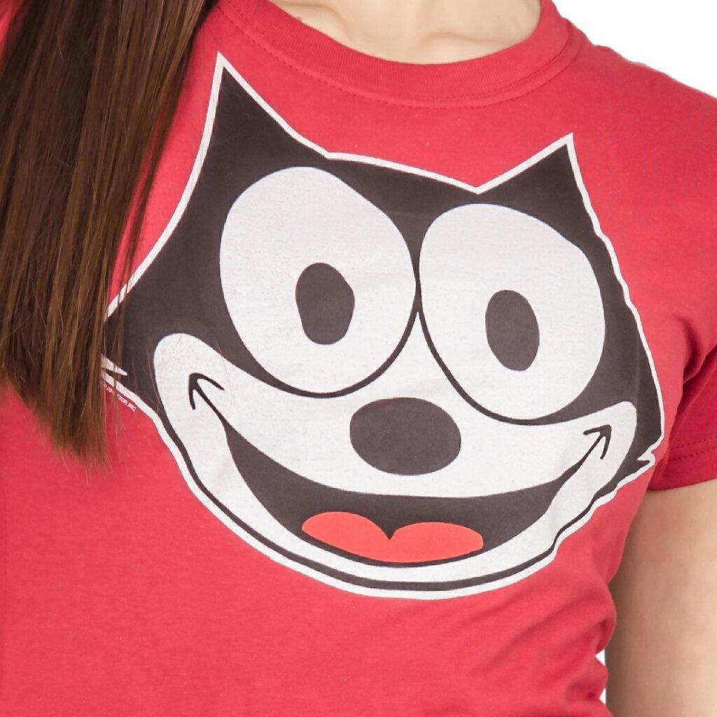 Felix the Cat Face Juniors Red T-shirt-tvso
