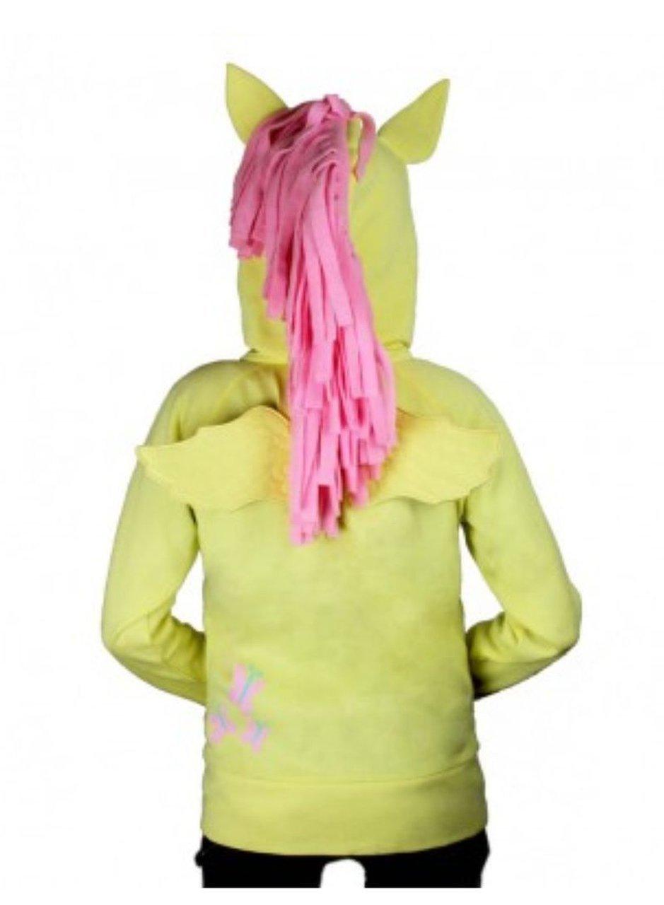Fluttershy Pegasus Face Butter Yellow Hoodie with Mane and Wings-tvso
