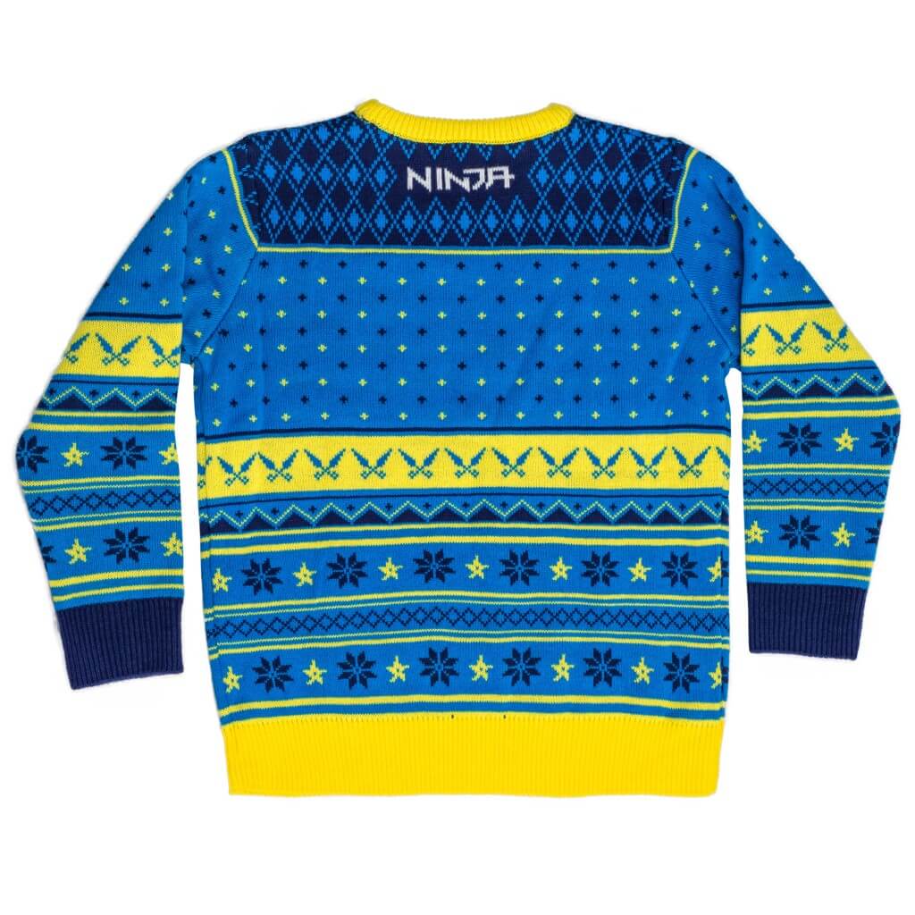 Fortnite Ninja Logo Ugly Christmas Sweater Shurikens Pattern - TVStoreOnline