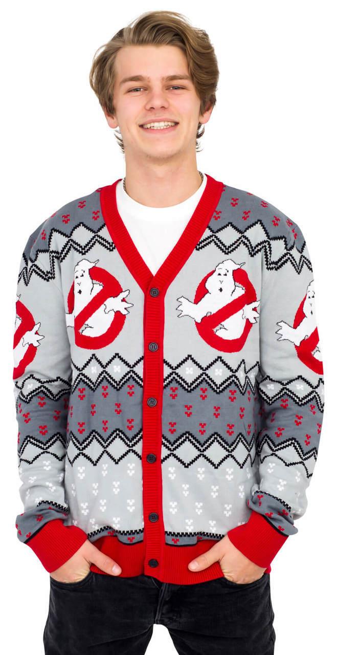 Ghostbusters Logo Ugly Christmas Cardigan Sweater-tvso