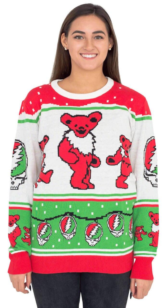 Grateful Dead Bears and Ornaments Christmas Sweater-tvso
