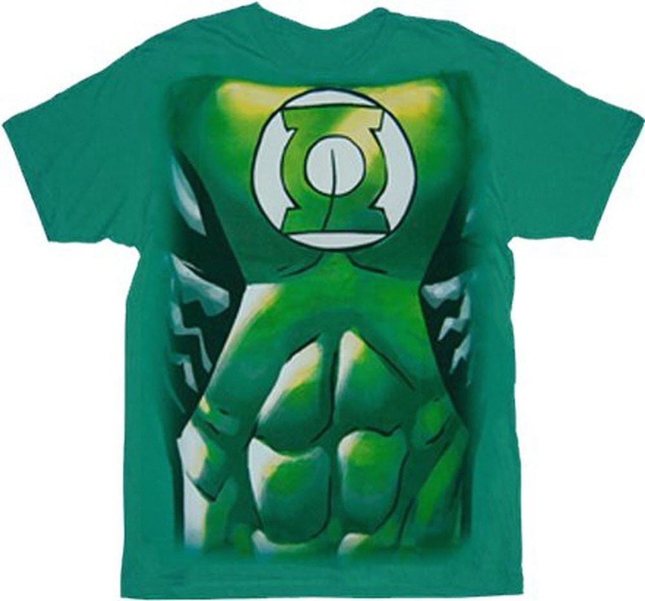 Green Lantern Muscle Costume Print T-shirt-tvso