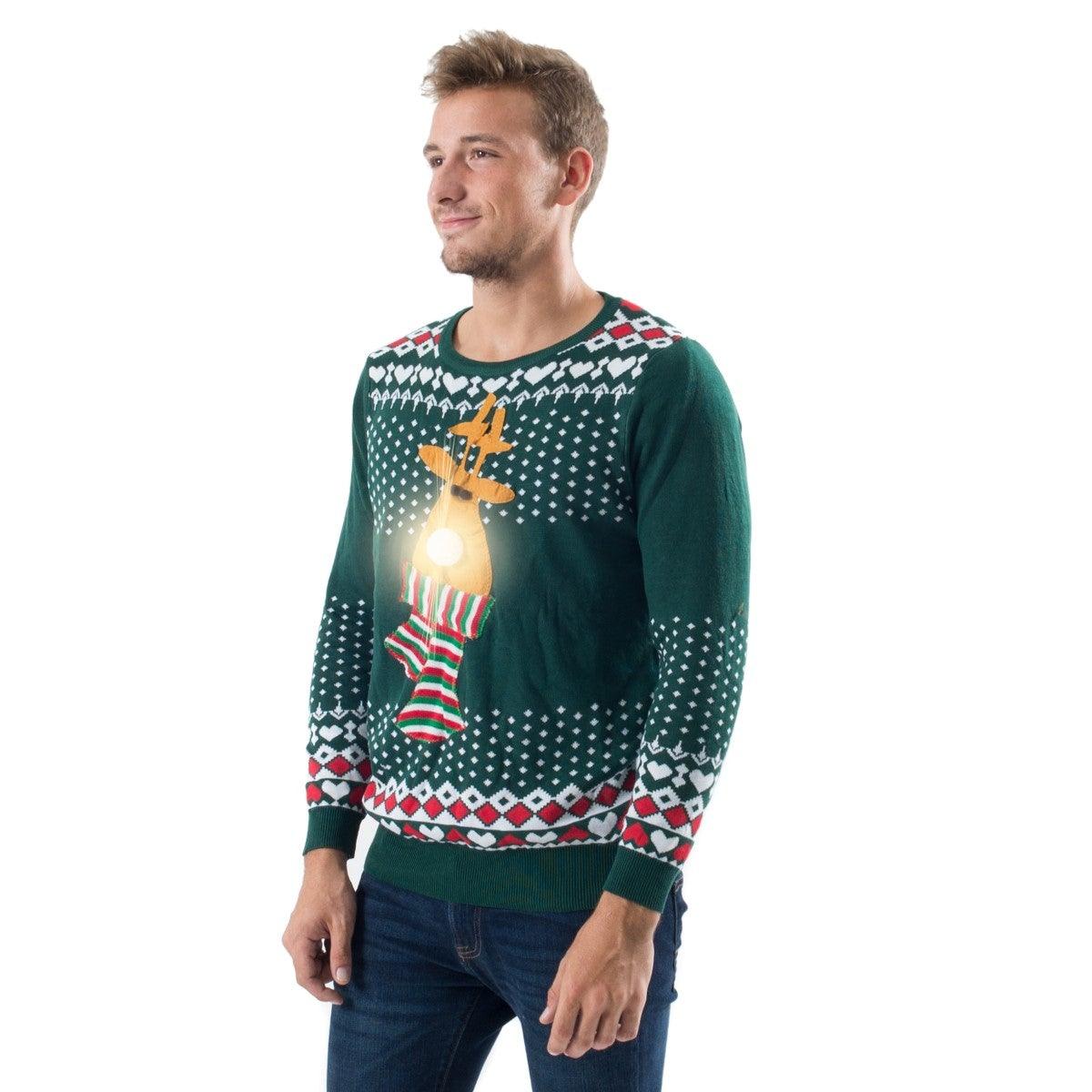 Green Reindeer Ugly Christmas Sweater 1