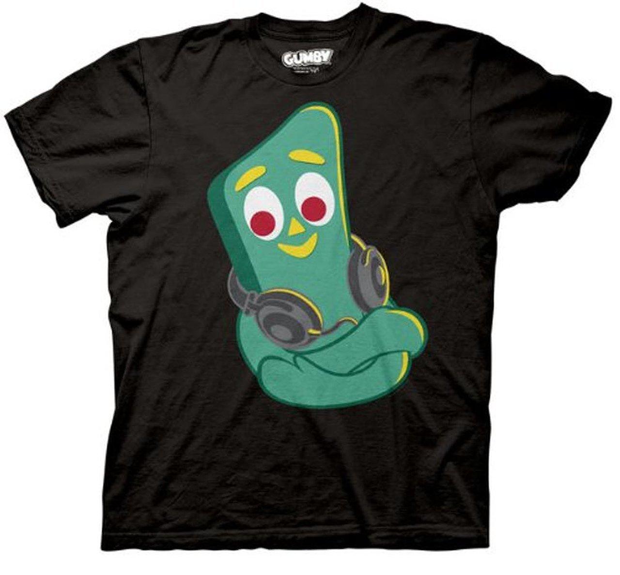 Gumby Headphones Black Mens T-shirt-tvso