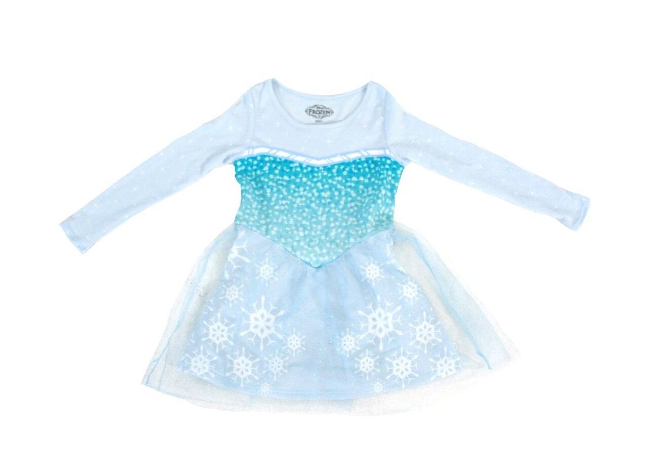 I Am Elsa Long Sleeve Girls Glitter Costume Dress-tvso